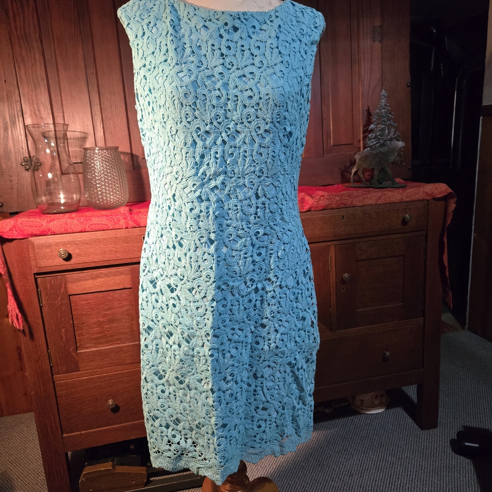 Ralph Lauren Turquoise Lace Midi Dress